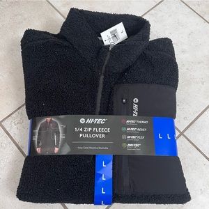 NWT Hi-Tec mens 1/4 zip reflective cozy fleece pullover black large